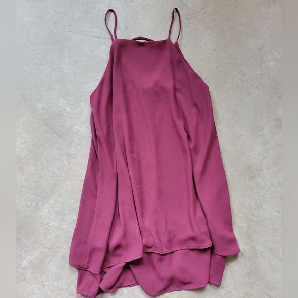 Maroon flowy semi-formal dress - Picture 1 of 8